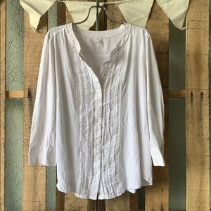 Ann Taylor Loft White Button Up Tee